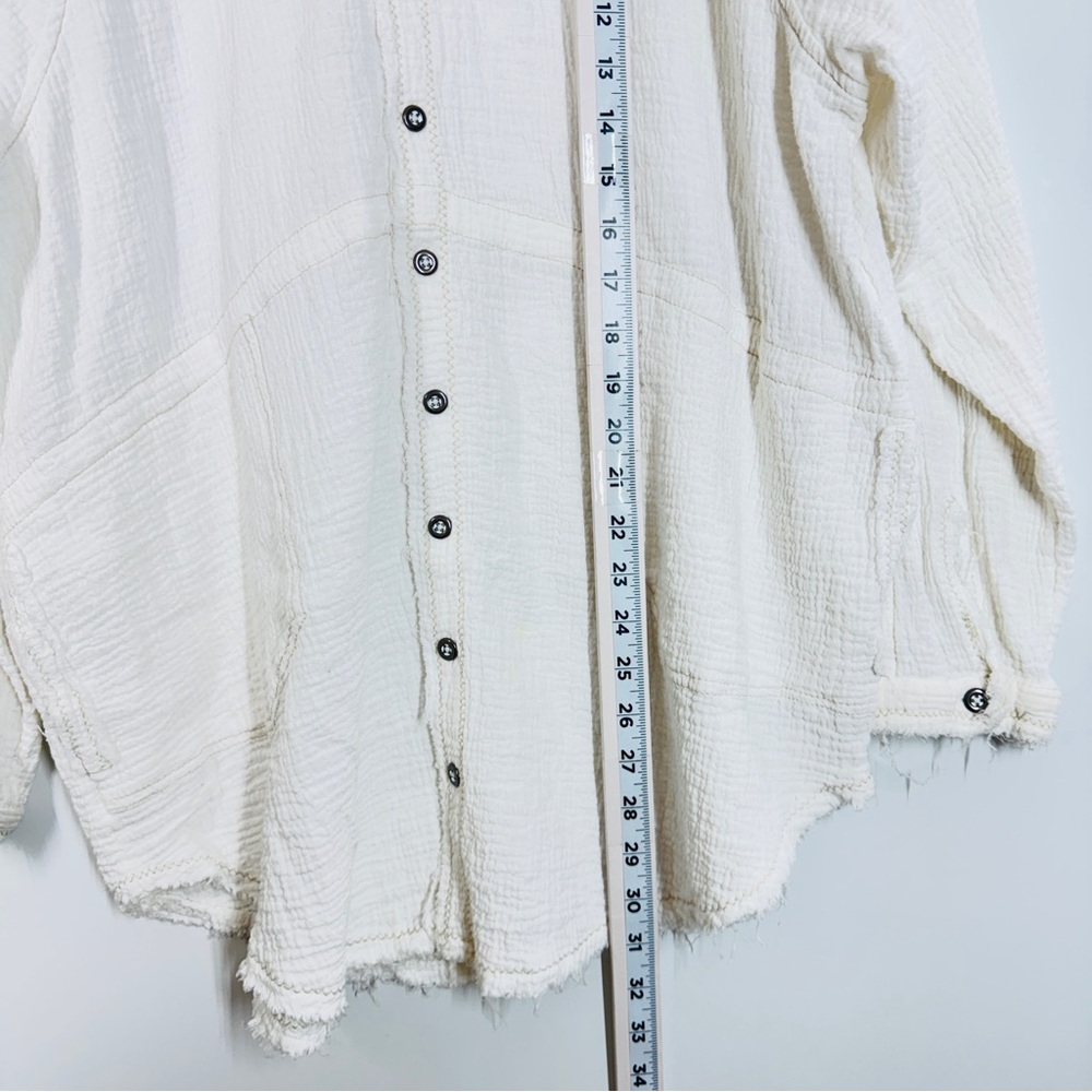 Free People We The Free Summer Daydream Buttondown Gauze XS Ivory Boho Casual - Picture 9 of 12